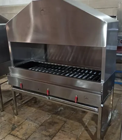کباب پز گازی با مشعل برنر استیل و هود سرخود